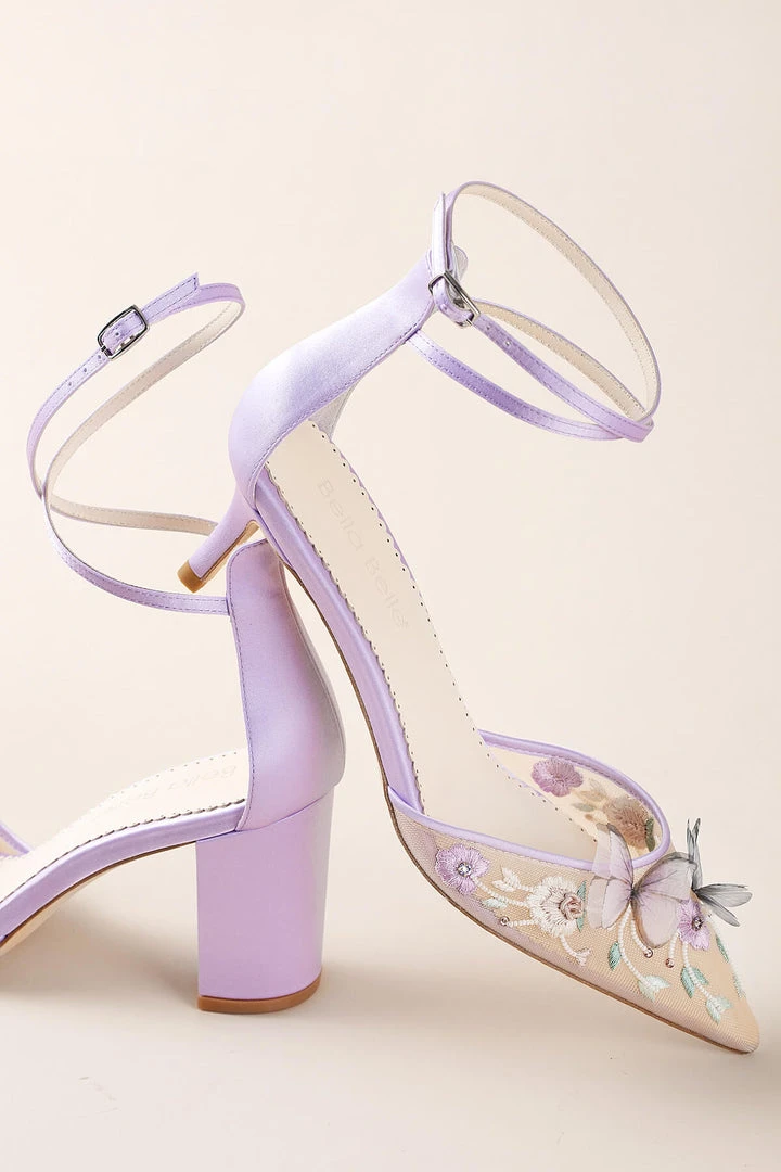 ELIZA Wedding Lavender Butterfly Garden Block Heels 7 ELIZA Wedding Lavender Butterfly Garden Block Heels