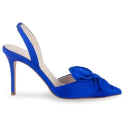 REESE BLUE Wedding Blue Slingback Heels With Knotted Bow