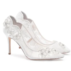 AURORA Wedding Crystal And Lace Bridal Shoes