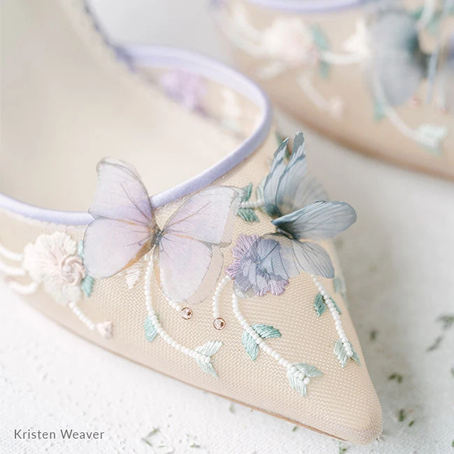 ESTELLE Wedding Garden Lavender Low Heel With Butterflies 2 ESTELLE Wedding Garden Lavender Low Heel With Butterflies