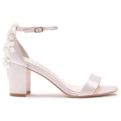 FABIOLA BLUSH Blush Block Heel Sandals With Pearls Wedding