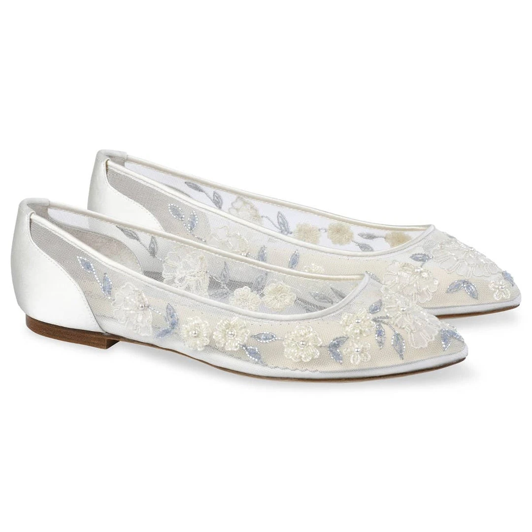 FIONA Baby Blue Floral Lace Ivory Wedding Flats 1 FIONA Baby Blue Floral Lace Ivory Wedding Flats