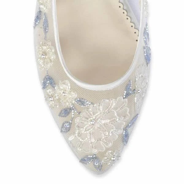 FIONA Baby Blue Floral Lace Ivory Wedding Flats 6 FIONA Baby Blue Floral Lace Ivory Wedding Flats