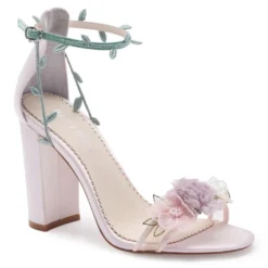 EDEN Wedding Blush Block Heels With 3D Flowers