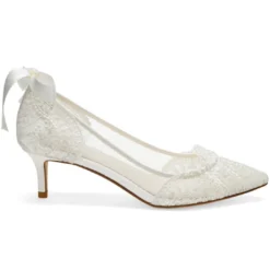 GRETA Ivory Lace French Embroidered Lace Bridal Shoes Wedding