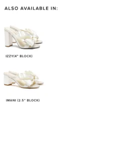 IMANI Wedding Ivory Bow Low Block Mules Sandals