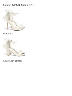 LAURIE Lace Bow Block Heel Wedding
