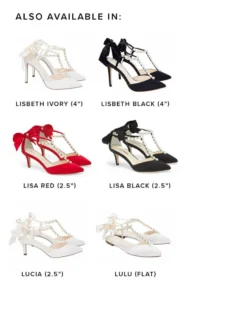 LUCIA Wedding Ivory Pearl Bridal Shoes With Bow