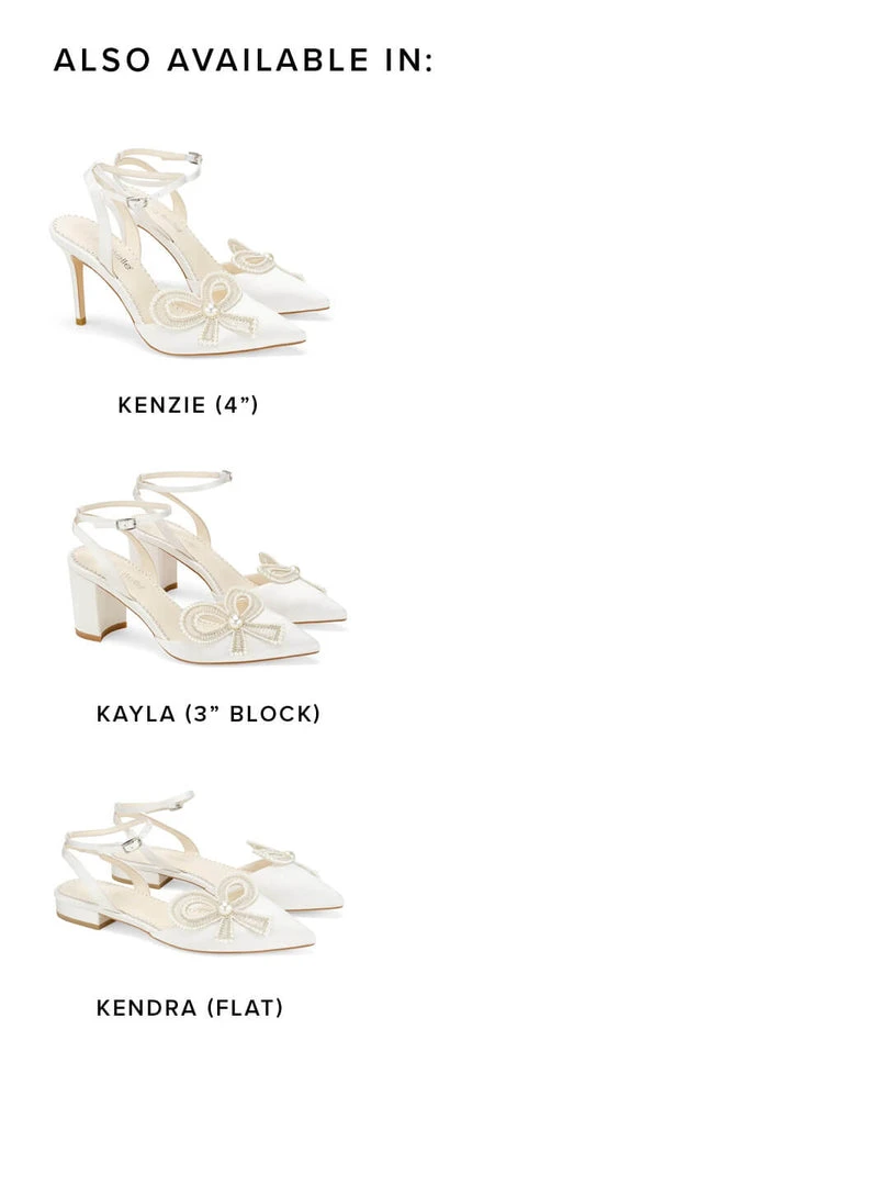 KENZIE Ivory Beaded Pearl Bow Shoes, Bridal Ankle Strap Heels With Bow 8 KENZIE Ivory Beaded Pearl Bow Shoes, Bridal Ankle Strap Heels With Bow