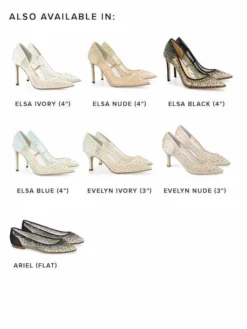 EVELYN NUDE Wedding Low Heel Crystal Sequin Nude Sparkly Heels