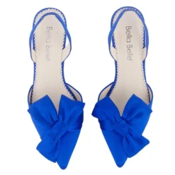 REESE BLUE Wedding Blue Slingback Heels With Knotted Bow