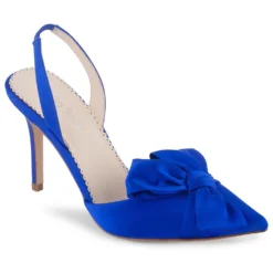 REESE BLUE Wedding Blue Slingback Heels With Knotted Bow