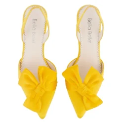REESE YELLOW Wedding Yellow Pointed Toe Heels With Bow