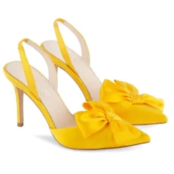 REESE YELLOW Wedding Yellow Pointed Toe Heels With Bow