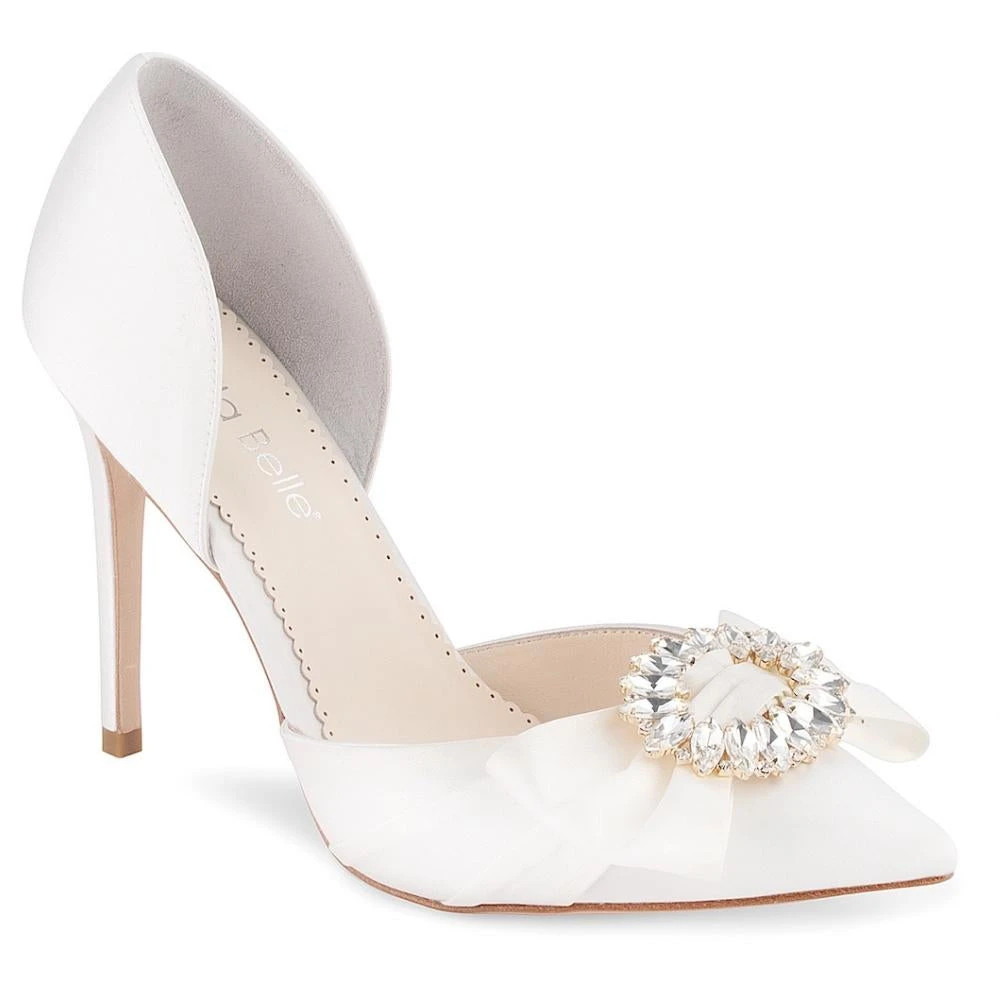 MORGAN Wedding Ribbon And Crystal Ivory D’orsay Pump 4 MORGAN Wedding Ribbon And Crystal Ivory D’orsay Pump