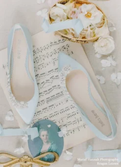 DAISY BLUE Blue Wedding Shoes Flats, Blue Flats