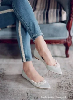 DAISY BLUE Blue Wedding Shoes Flats, Blue Flats