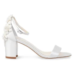 FABIOLA Embellished Block Heel Sandals Pearl Wedding Shoes 12 FABIOLA Embellished Block Heel Sandals Pearl Wedding Shoes