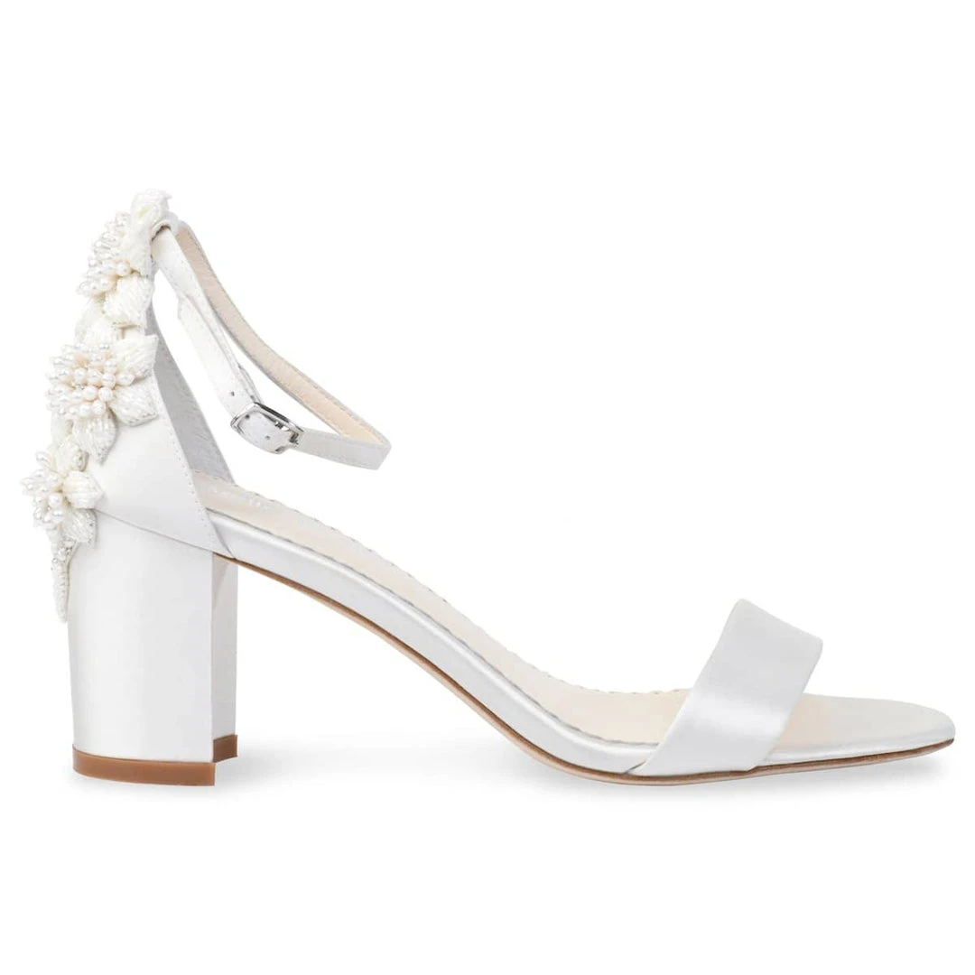 FABIOLA Embellished Block Heel Sandals Pearl Wedding Shoes 3 FABIOLA Embellished Block Heel Sandals Pearl Wedding Shoes