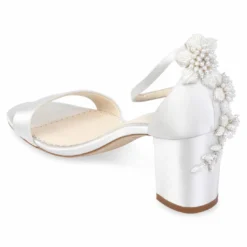 FABIOLA Embellished Block Heel Sandals Pearl Wedding Shoes 16 FABIOLA Embellished Block Heel Sandals Pearl Wedding Shoes