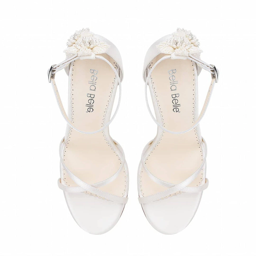 GARDENIA Ivory Ankle Strap Heels With Pearls & Beads Stiletto Wedding Shoes 4 GARDENIA Ivory Ankle Strap Heels With Pearls & Beads Stiletto Wedding Shoes