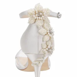 GARDENIA Ivory Ankle Strap Heels With Pearls & Beads Stiletto Wedding Shoes 14 GARDENIA Ivory Ankle Strap Heels With Pearls & Beads Stiletto Wedding Shoes
