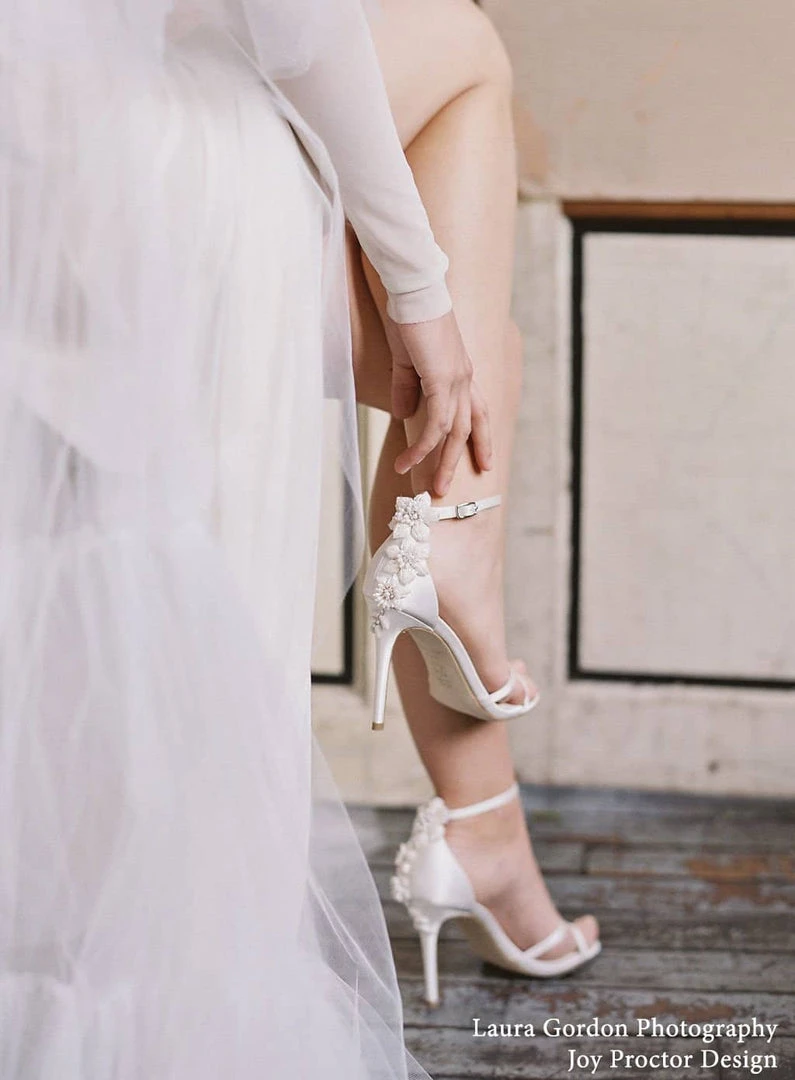 GARDENIA Ivory Ankle Strap Heels With Pearls & Beads Stiletto Wedding Shoes 7 GARDENIA Ivory Ankle Strap Heels With Pearls & Beads Stiletto Wedding Shoes