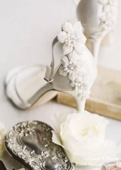 GARDENIA Ivory Ankle Strap Heels With Pearls & Beads Stiletto Wedding Shoes 18 GARDENIA Ivory Ankle Strap Heels With Pearls & Beads Stiletto Wedding Shoes