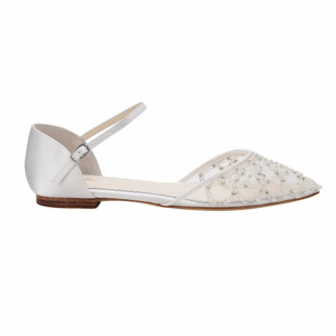 INES Wedding Art Deco Bridal Pearl Flat Shoes 3 INES Wedding Art Deco Bridal Pearl Flat Shoes