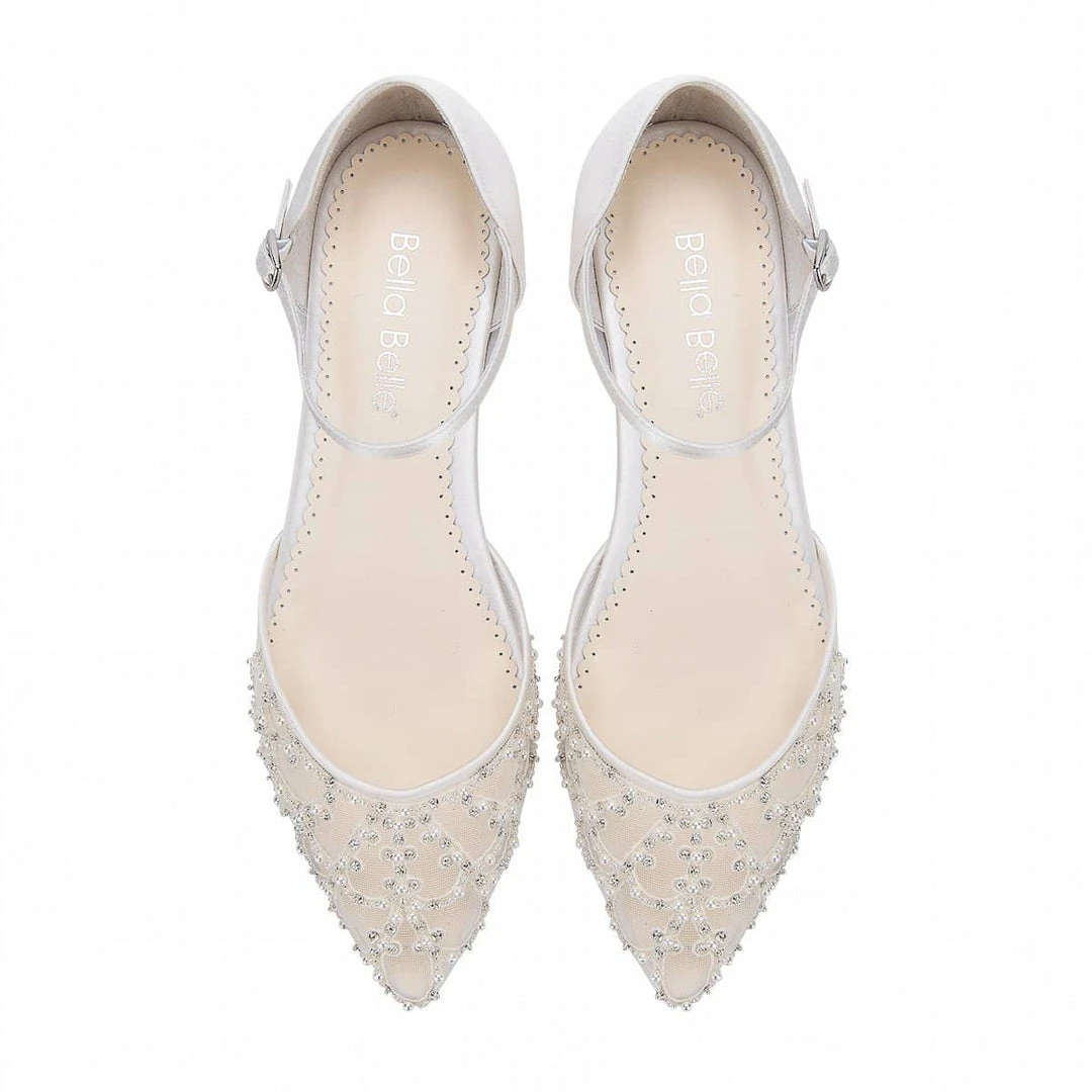 INES Wedding Art Deco Bridal Pearl Flat Shoes 4 INES Wedding Art Deco Bridal Pearl Flat Shoes