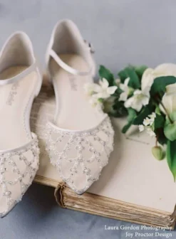 INES Wedding Art Deco Bridal Pearl Flat Shoes 16 INES Wedding Art Deco Bridal Pearl Flat Shoes