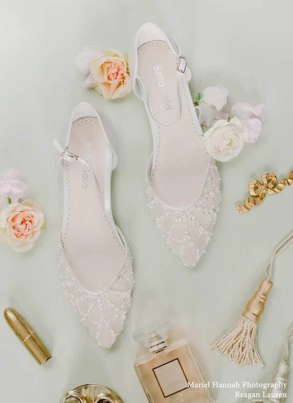 INES Wedding Art Deco Bridal Pearl Flat Shoes 9 INES Wedding Art Deco Bridal Pearl Flat Shoes