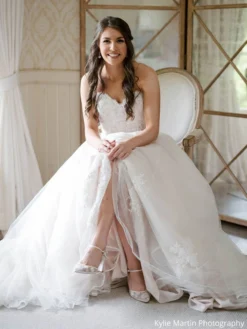 VIVIAN Ivory Block Heel Blue And Ivory Wedding Shoes