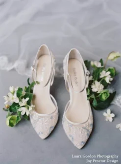 VIVIAN Ivory Block Heel Blue And Ivory Wedding Shoes