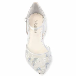 VIVIAN Ivory Block Heel Blue And Ivory Wedding Shoes