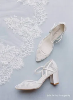 VIVIAN Ivory Block Heel Blue And Ivory Wedding Shoes
