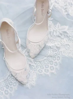 VIVIAN Ivory Block Heel Blue And Ivory Wedding Shoes