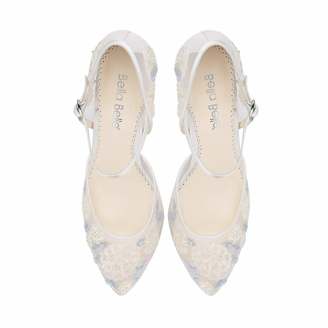 VIOLA Ivory And Blue Wedding Shoes 5 VIOLA Ivory And Blue Wedding Shoes