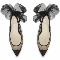 MATILDA BLACK Evening Polka Dot Slingback Tulle Heels