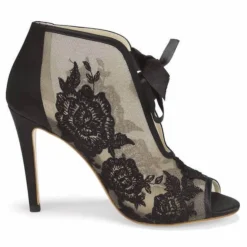 NIKKI BLACK Evening Black Lace Peep Toe Booties