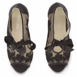 NIKKI BLACK Evening Black Lace Peep Toe Booties