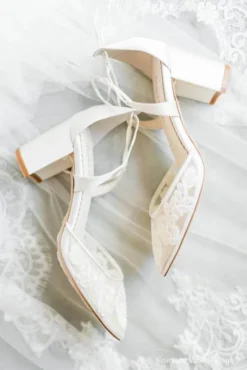 ABIGAIL Ivory Floral Block Heels