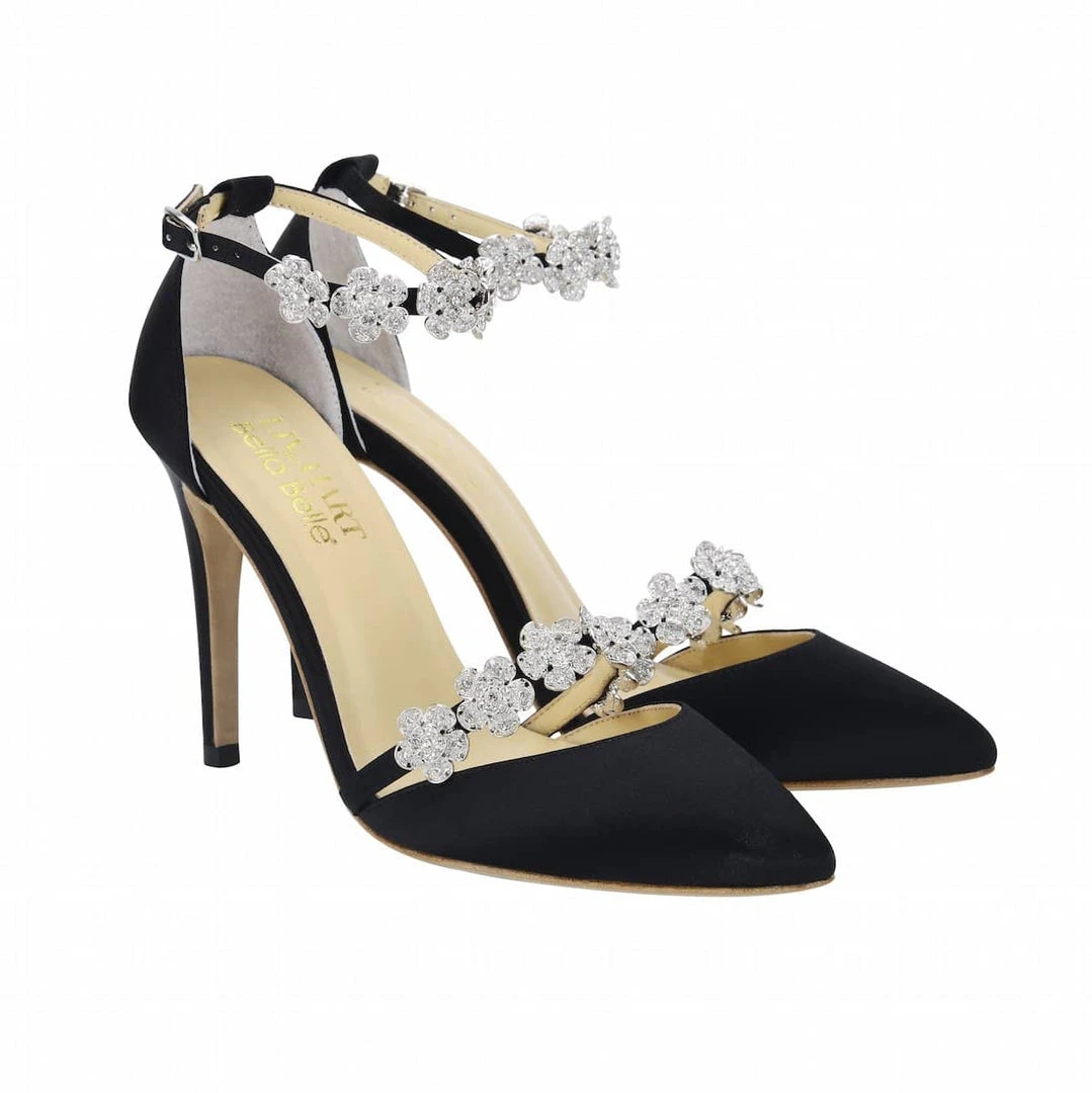 OLIVIA BLACK Evening Heels With Bow Ankle Strap And Rhinestone Ankle Strap Heels 3 OLIVIA BLACK Evening Heels With Bow Ankle Strap And Rhinestone Ankle Strap Heels