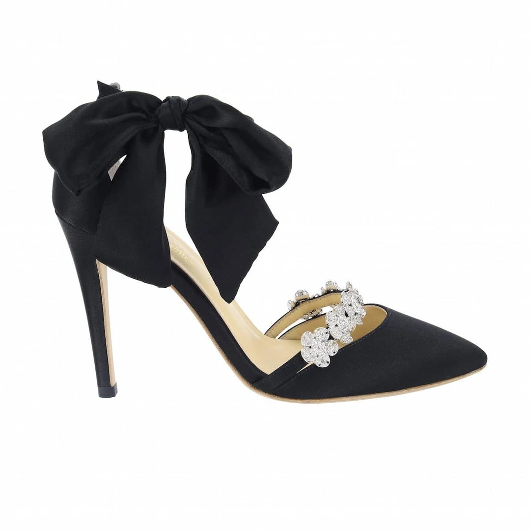 OLIVIA BLACK Evening Heels With Bow Ankle Strap And Rhinestone Ankle Strap Heels 1 OLIVIA BLACK Evening Heels With Bow Ankle Strap And Rhinestone Ankle Strap Heels