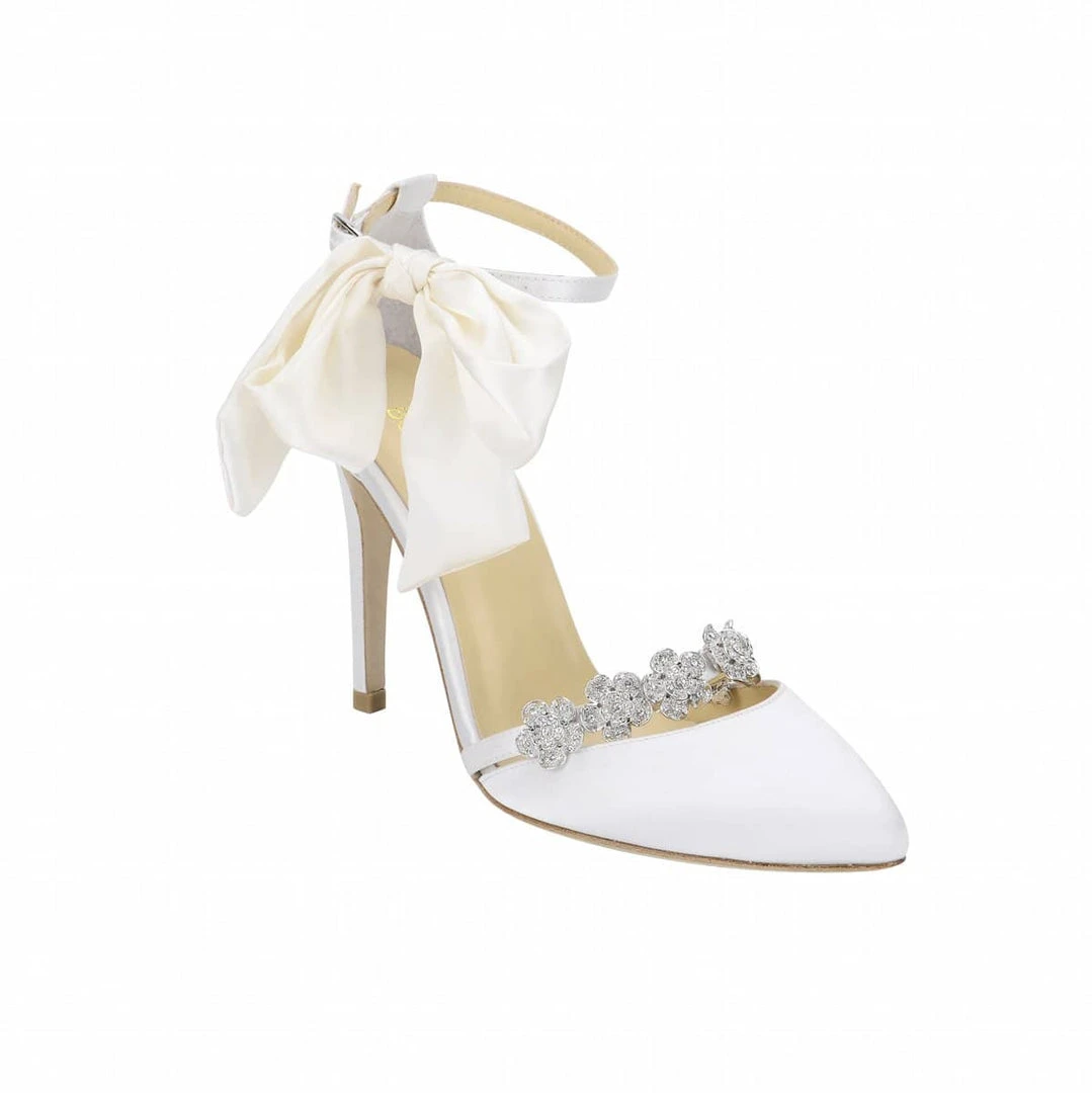 OLIVIA IVORY Wedding Ivory Bridal Shoes With Bows & Jewels 3 OLIVIA IVORY Wedding Ivory Bridal Shoes With Bows & Jewels