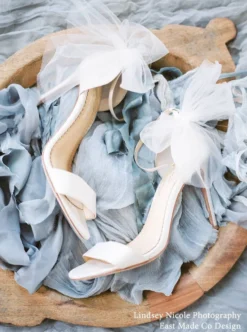 ELISE Ivory Wedding Shoes With Bow Tulle