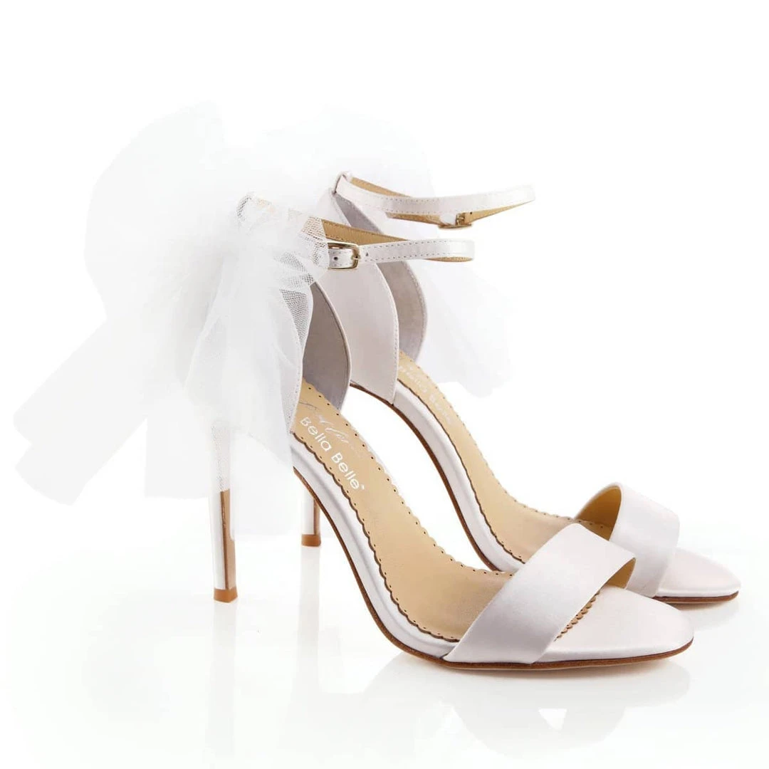 ELISE Ivory Wedding Shoes With Bow Tulle 1 ELISE Ivory Wedding Shoes With Bow Tulle
