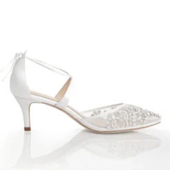FRANCES IVORY Kitten Heel Wedding Shoes Ivory With Crystals