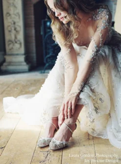 FRANCES IVORY Kitten Heel Wedding Shoes Ivory With Crystals