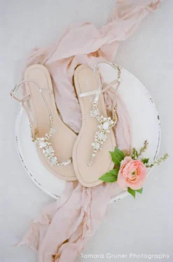 LUNA Strappy Gold Sandals Jewel Wedding Shoes